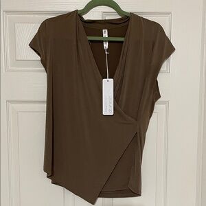 Dear Scarlett Brown V-Neck Wrap Top